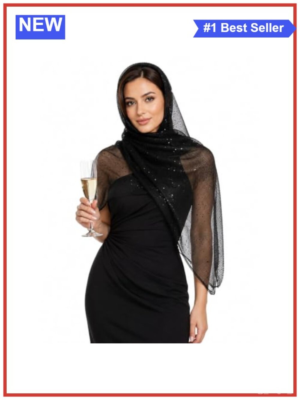 Sheer Mesh Sequin Head Scarf Lightweight Polyester Rave Party Wrap